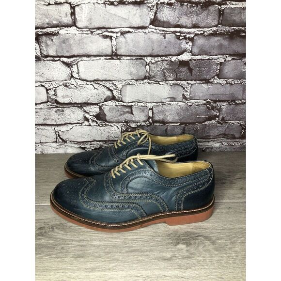 1901 Blue Leather Wingtip Oxfords Lace Up Shoes Men's Sz 9.5M US/43EU M72913 - Picture 8 of 16